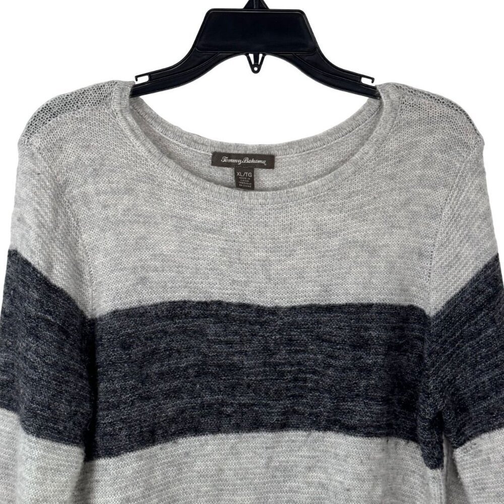 Tommy Bahama Wool Blend Color Block Grey Sweater Soft Women's Size XL GUC - Picture 2 of 9